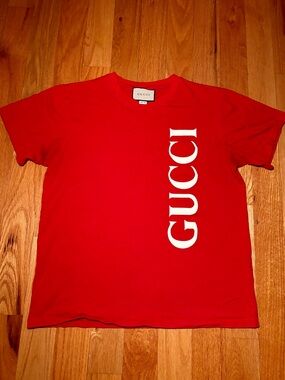 Gucci Vertical Logo Tshirt Red/White